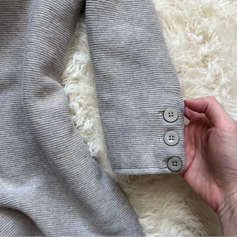 Talbots Plus Grey Ribbed Open Longline Cardigan Sweater - Picture 3 of 5
